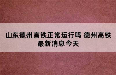 山东德州高铁正常运行吗 德州高铁最新消息今天